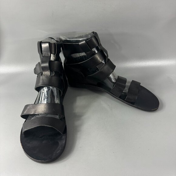 Brador Made in Italy Black Leather Strappy Sandals, Size 43 - Picture 1 of 15